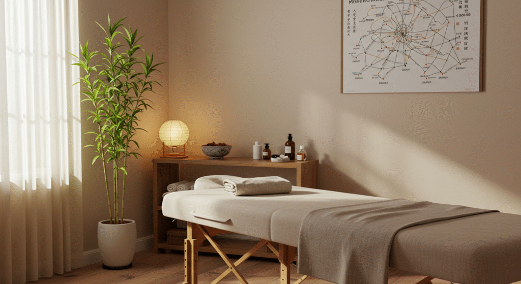 Pokój przygotowany do terapii na meridianach